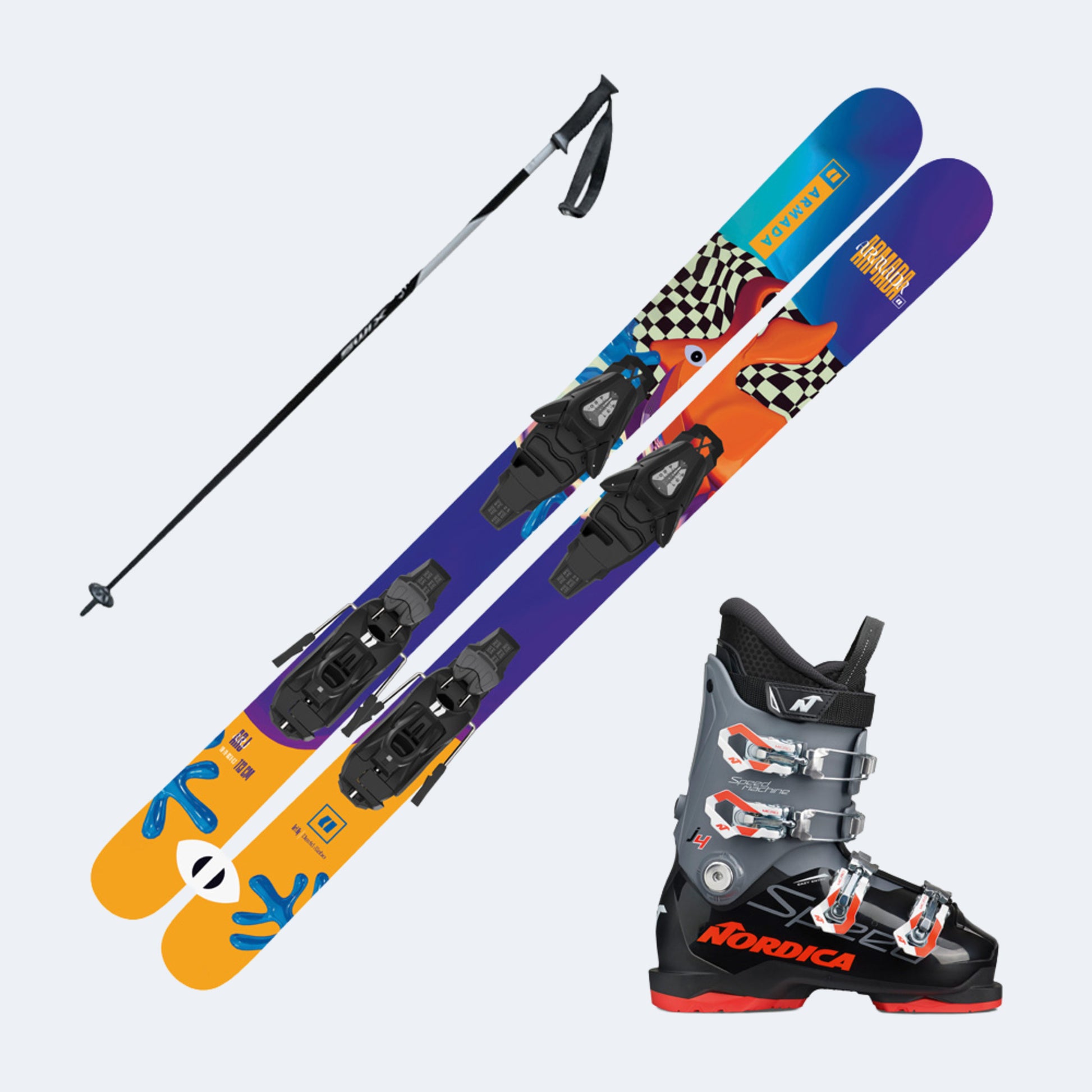 2024 Armada ARJ Boy's Ski w/ Nordica Speed Machine Jr Boots and Poles