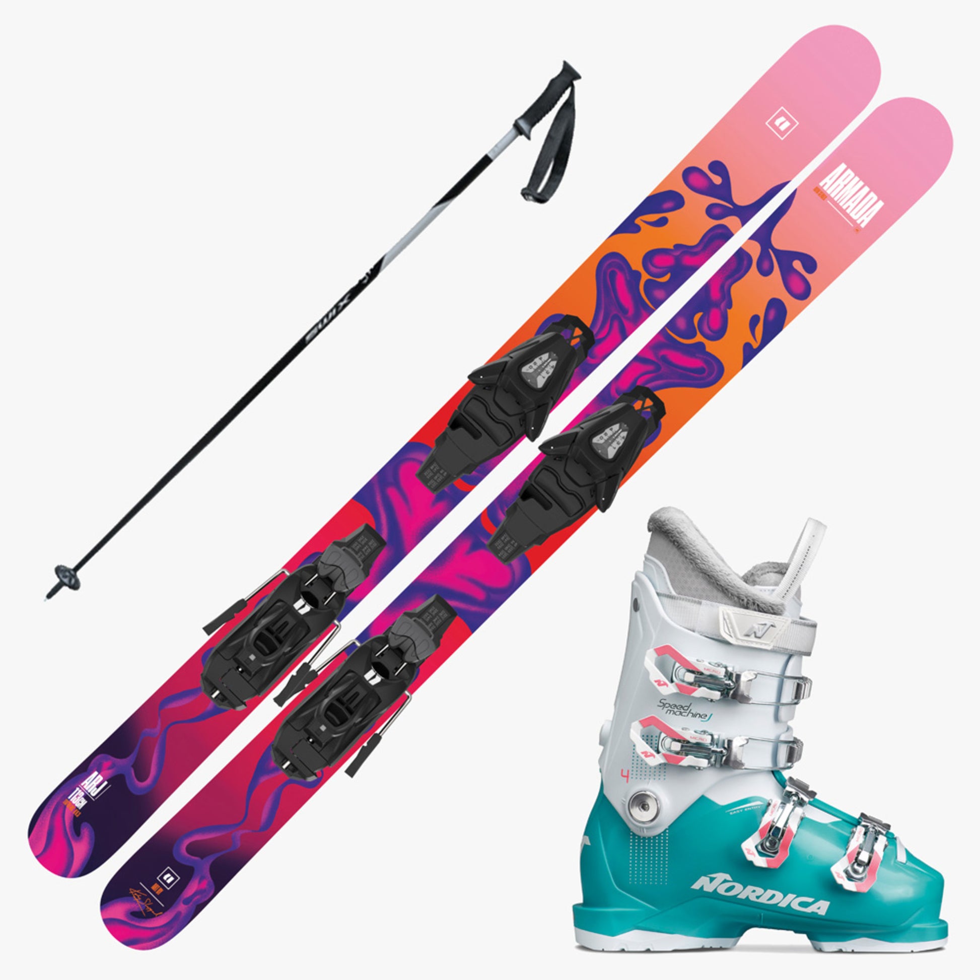 2024 Armada ARJ Girl's Ski w/ Nordica Speed Machine Jr Boots and Poles