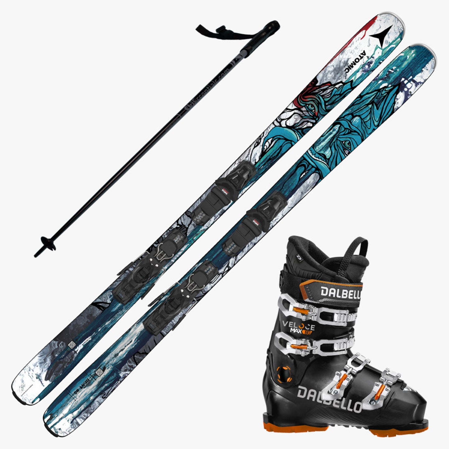 2024 Atomic Bent 85 R Skis with Dalbello Veloce Max 80 GW Boots and Poles