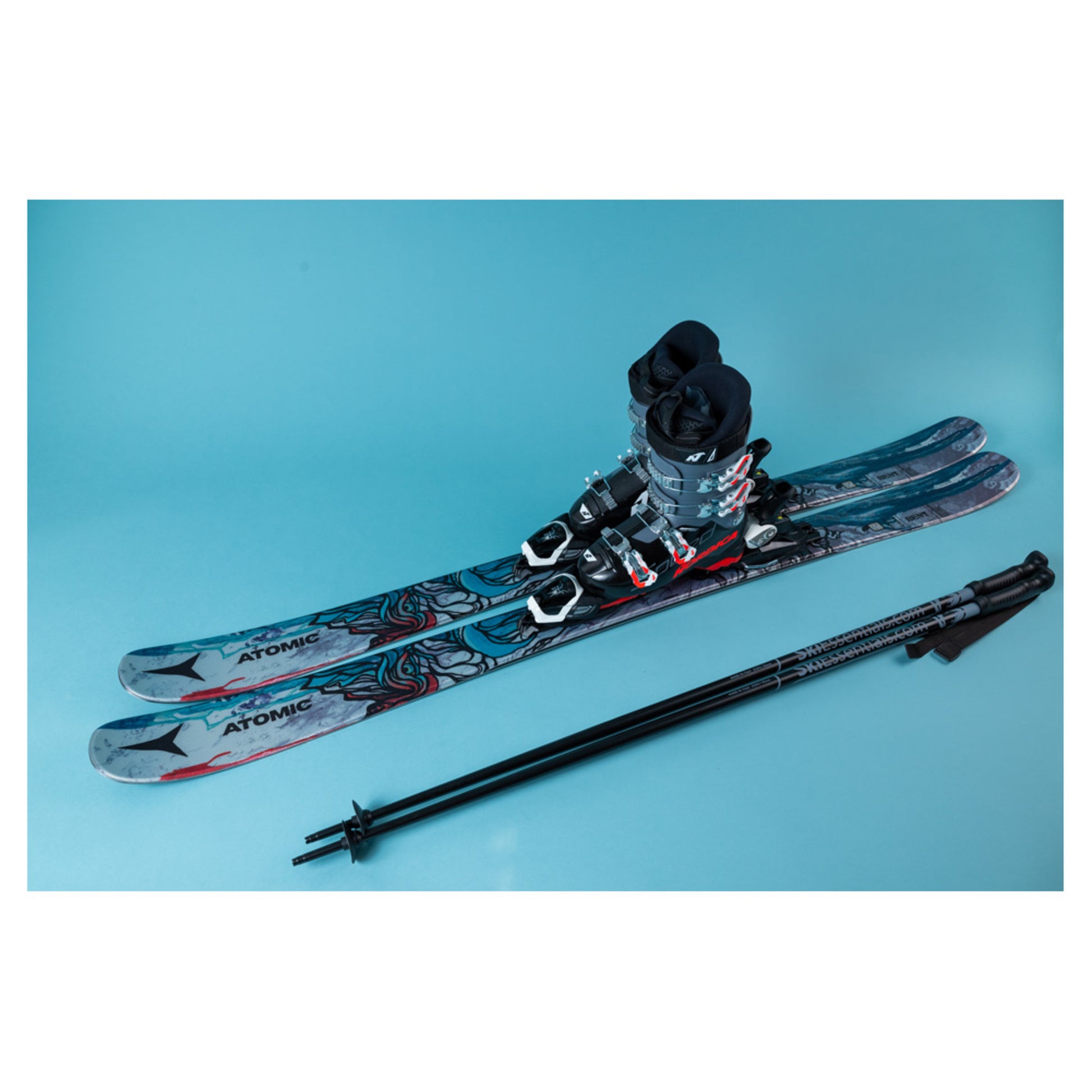 2024 Atomic Bent Junior Skis w/ Rossignol Comp J4 Boy's Boot and Poles