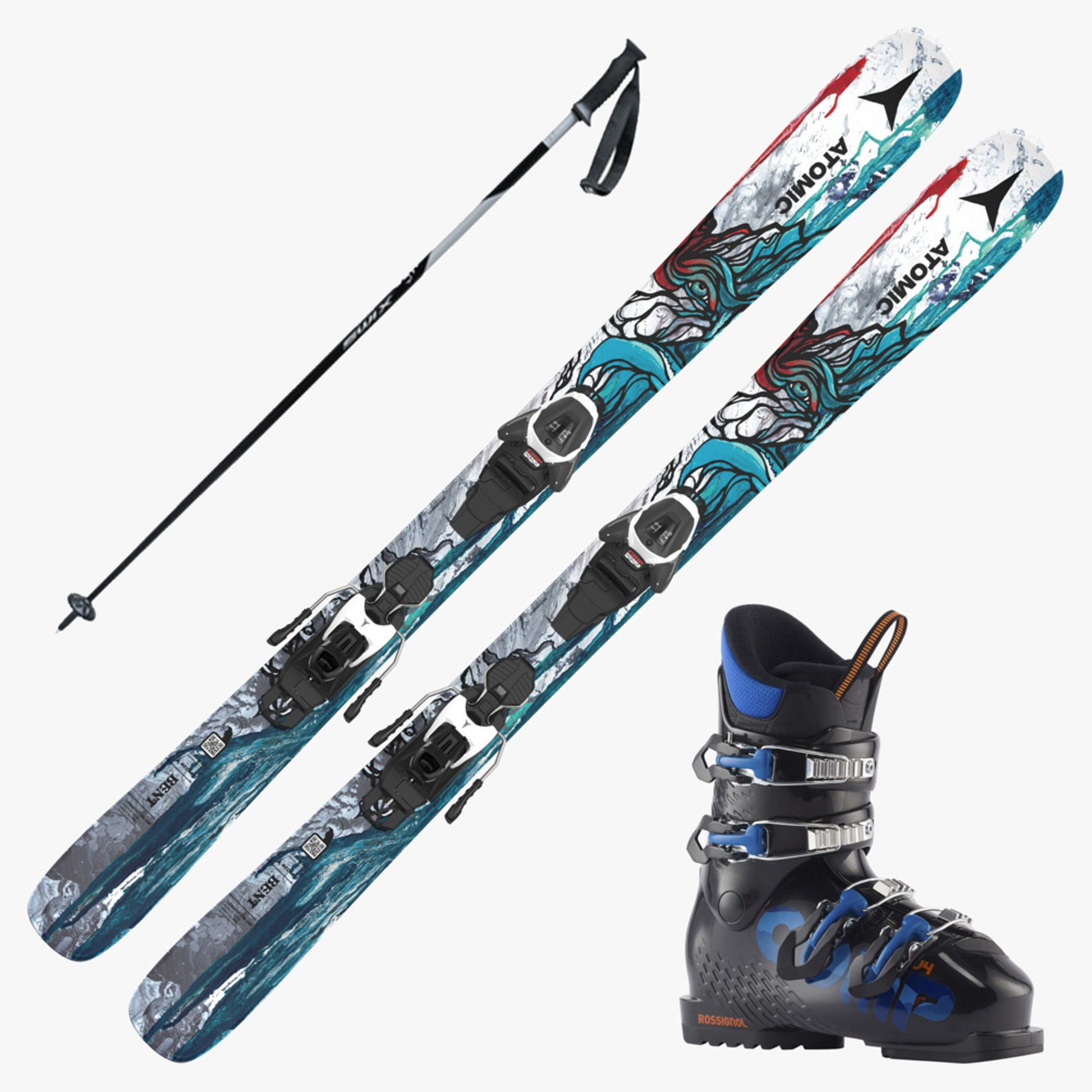 2024 Atomic Bent Junior Skis w/ Nordica Speedmachine J4 Boy's Boot and Poles
