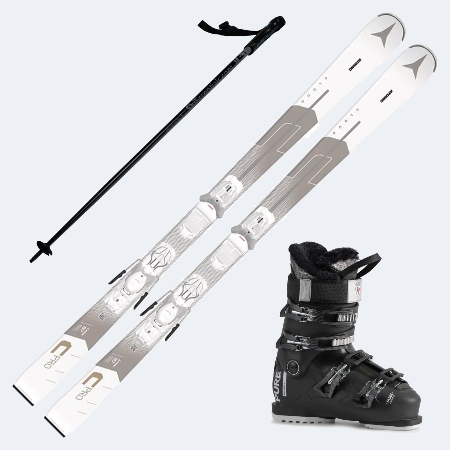 2024 Atomic E Cloud Pro LT Women's Skis with Rossignol Pure Comfort 60 Boots and Poles