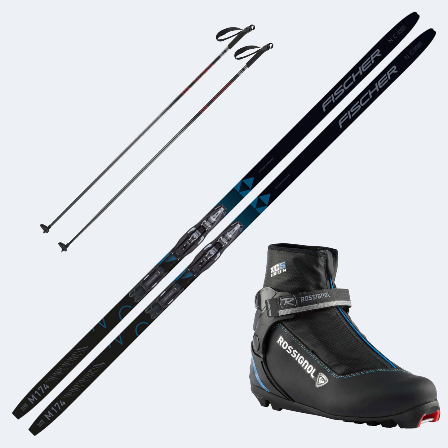 2024 Fischer Twinn Cruiser EF Skis with Rossignol XC 5 Boots and Poles
