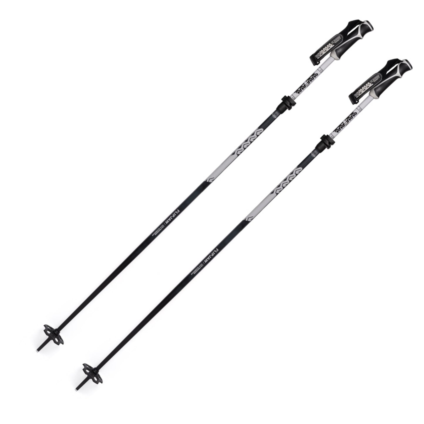 2024 K2 Flipjaw Freeride Adjustable Ski Poles - BLACK GREY - 110CM - 135CM