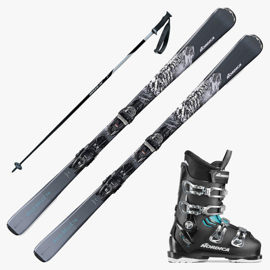 2024 Nordica Wildbelle 74 Women's Ski w/ Boots and Poles