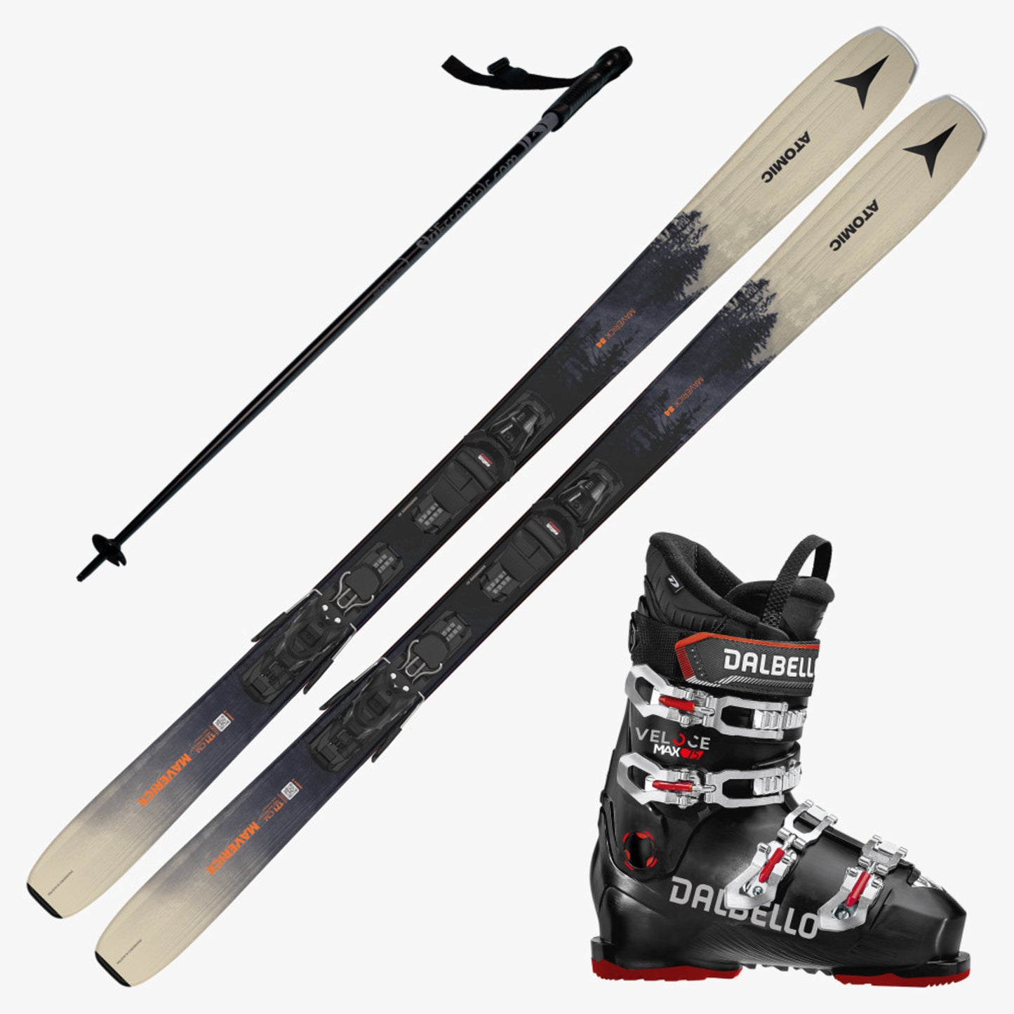 2025 Atomic Maverick 84 Skis with Dalbello Veloce Max 75 Boots and Poles