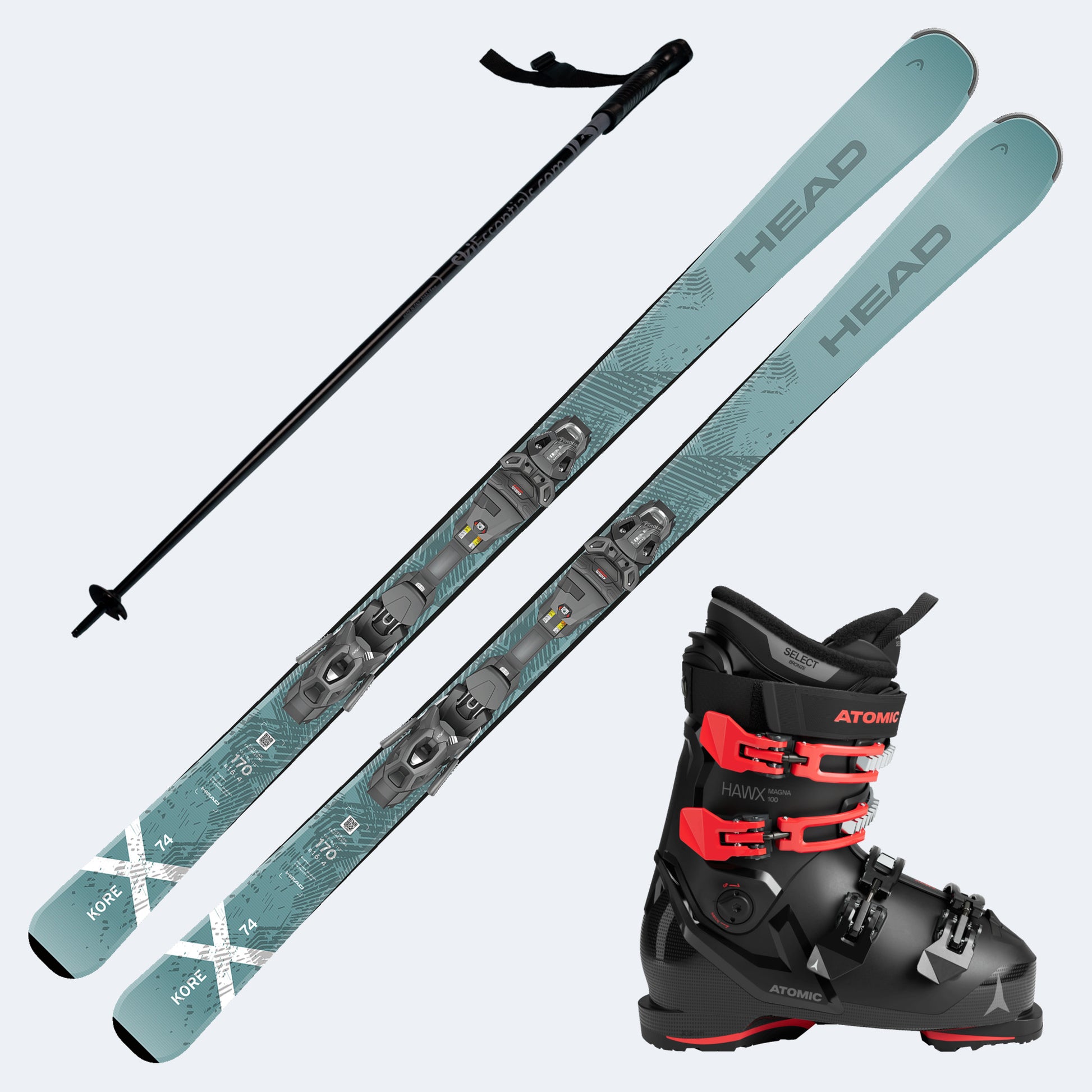 2026 Head Kore X 74 Skis with Atomic Hawx Magna 100 Boots and Poles