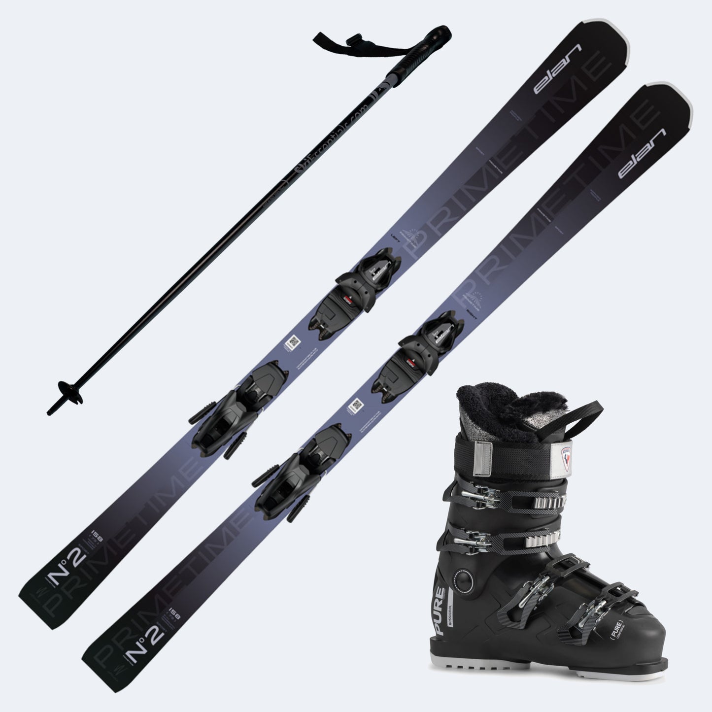2025 Elan Primetime N2 W Sport Women's Skis with Rossignol Pure Comfort 60 Boots and Poles