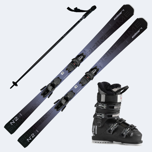 2025 Elan Primetime N2 W Sport Women's Skis with Rossignol Pure Comfort 60 Boots and Poles