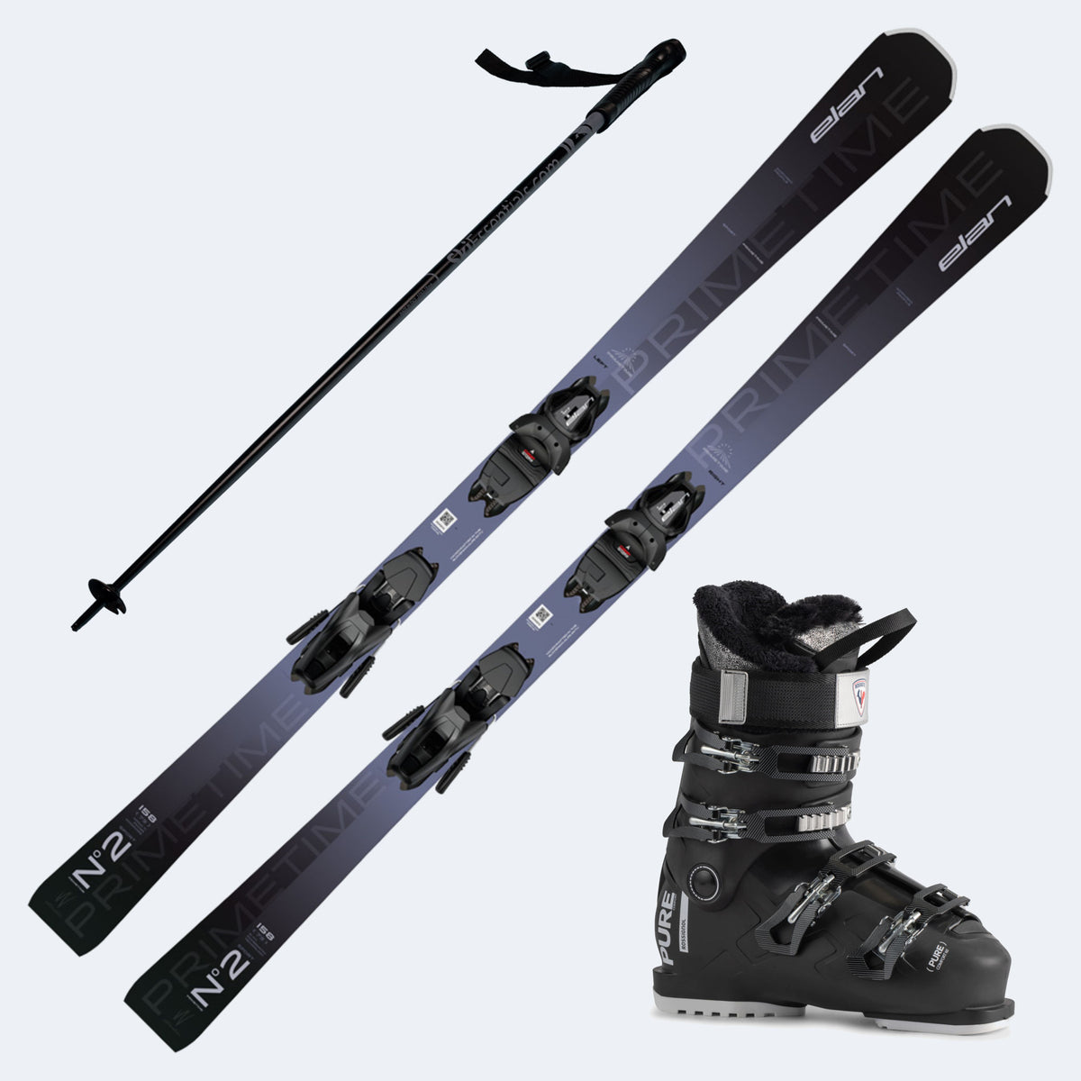 2025 Elan Primetime N2 W Sport Women's Skis with Rossignol Pure Comfort 60 Boots and Poles
