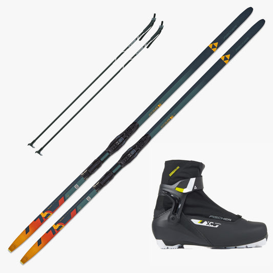 2025 Fischer Aeroguide Skate 75 Skis with Fischer XC Control Boots and Poles