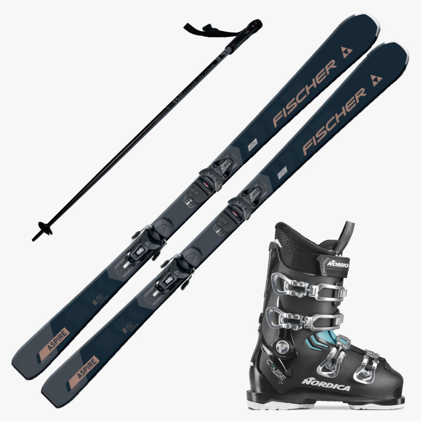 2025 Fischer Aspire Women's Skis with Nordica The Cruise S Boots and Poles