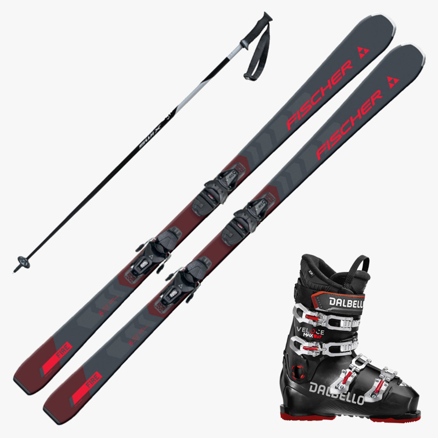 2025 Fischer RC Fire Skis with Dalbello Veloce Max 75 GW Boots and Poles