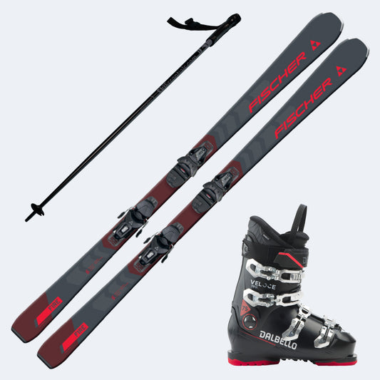 2025 Fischer RC Fire Skis with Dalbello Veloce Max 75 Boots and Poles