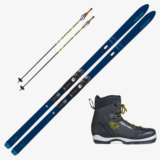 2025 Fischer Outback 68 Crown/Skin Xtralite Skis with Fischer BCX Tour Boots and Poles