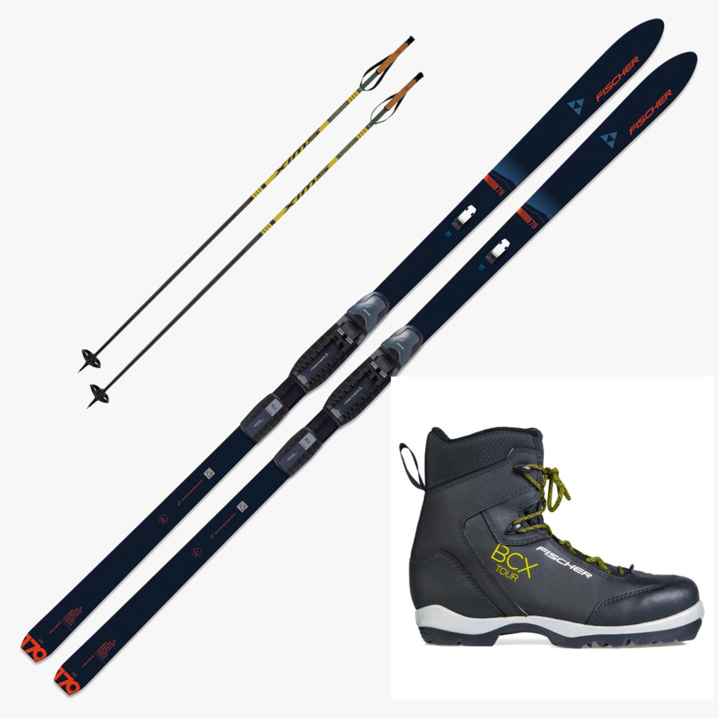 2025 Fischer Traverse 78 Crown Skis with Fischer BCX Tour Boots and Poles