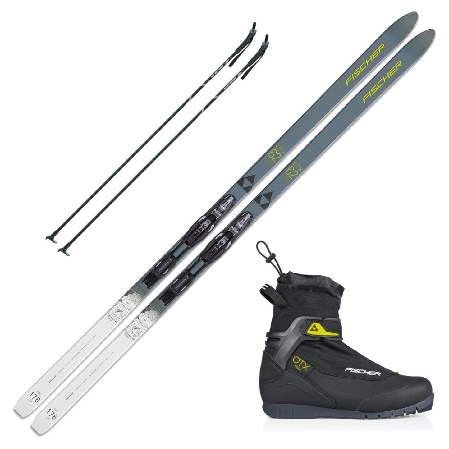 2025 Fischer Spider 62 Crown Skis with Fischer OTX Trail Boots and Poles