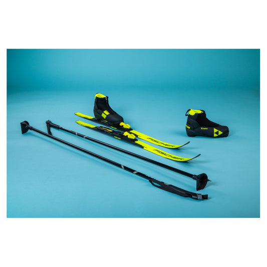 2025 Fischer Sprint Crow Junior Skis with Fischer XJ Sprint Junior Boots and Poles