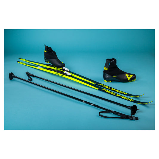 2025 Fischer Twin Pro Medium Skis with Fischer RCS Classic Boots and Poles
