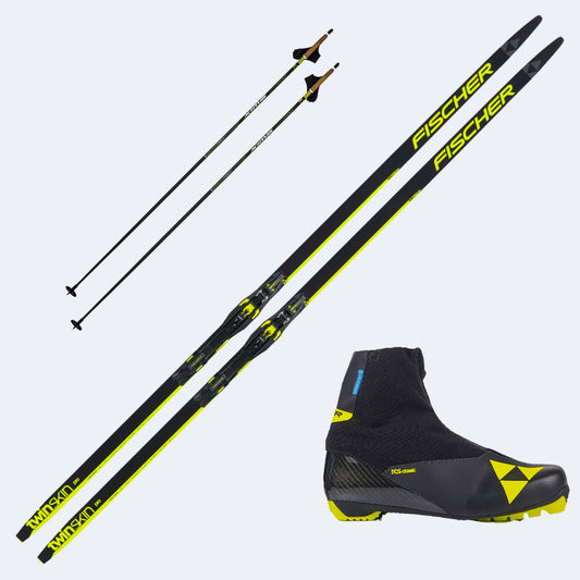 2026 Fischer Twin Pro Medium Skis with Fischer RCS Classic Boots and Poles