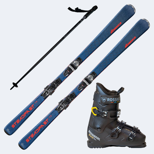 2025 Nordica Steadfast 75 CA Skis with Rossignol Evo 70 HV+ Boots and Poles
