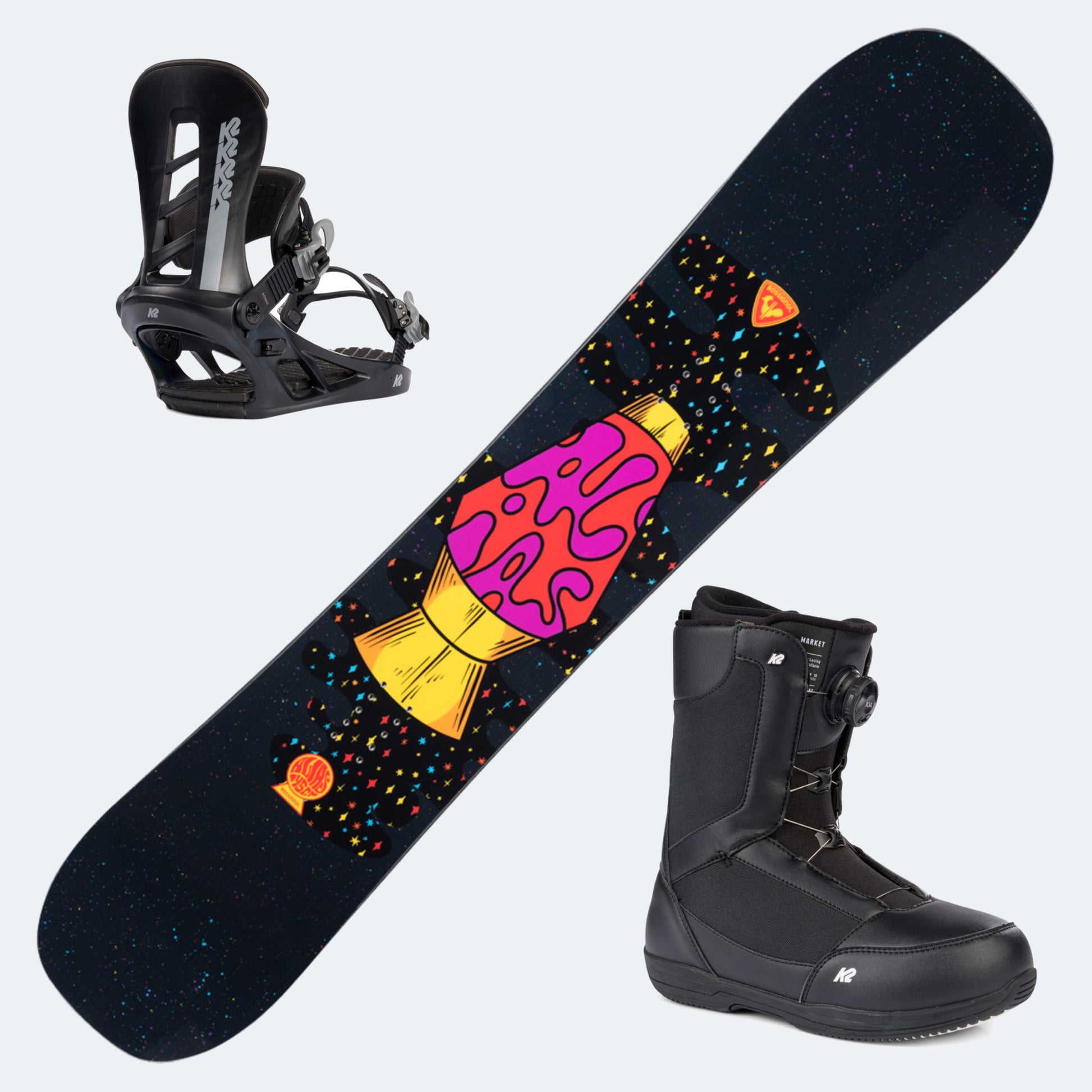 2025 Rossignol Alias Junior Snowboard with K2 Market Boots And K2 Sonic Bindings
