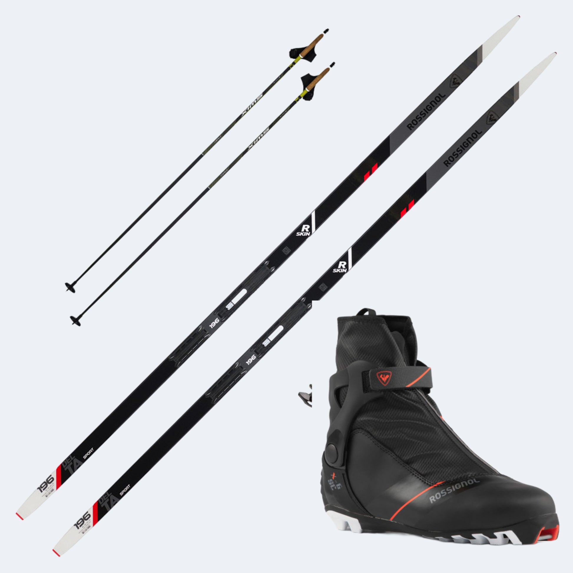 2025 Rossignol Delta Sport R-Skin Skis with Rossignol X6 Combi SC Boots and Poles