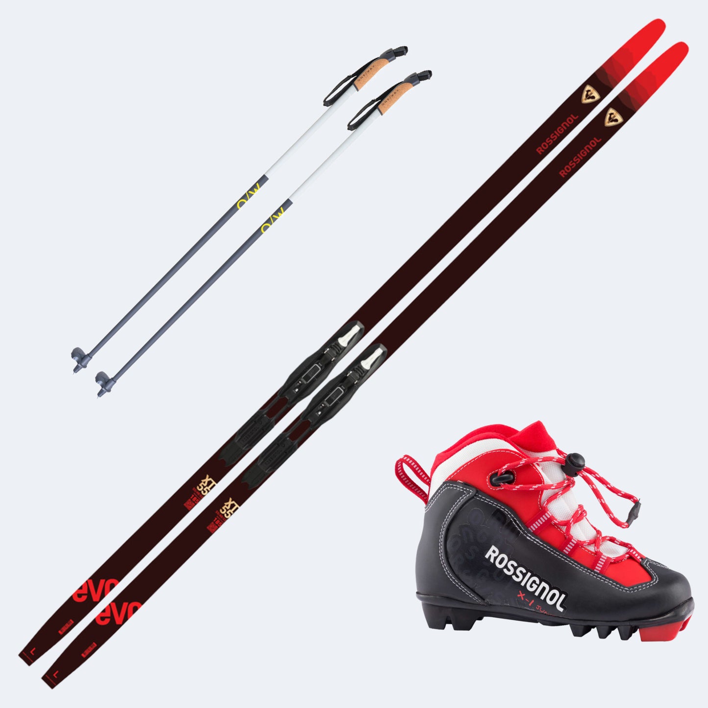 2026 Rossignol Evo 55 Action Junior Skis with Rossignol X1 Junior Boots and Poles