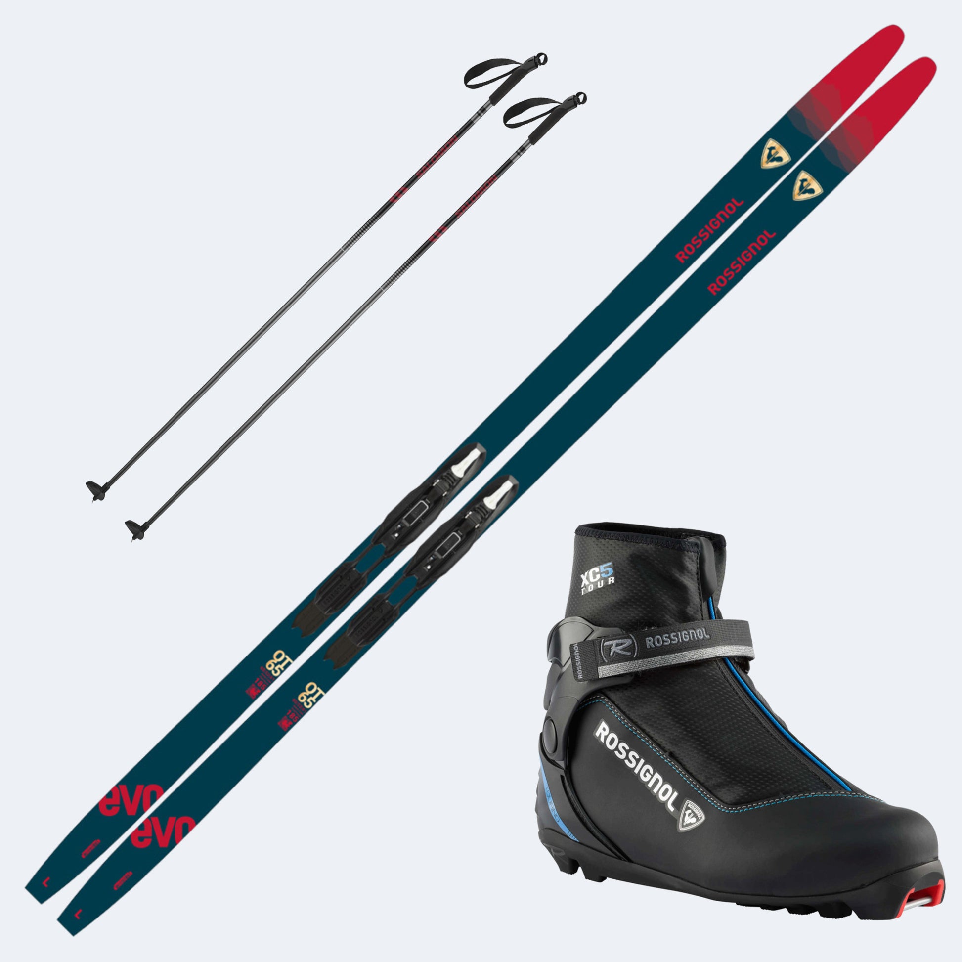 2026 Rossignol Evo OT 65 Skis with Rossignol XC 5 Boots and Poles