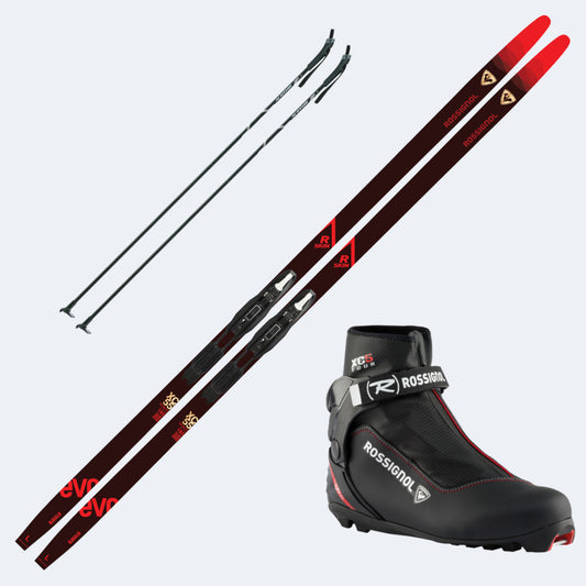 2025 Rossignol Evo XC 55 R-Skin Skis with Rossignol XC 5 Boots and Poles