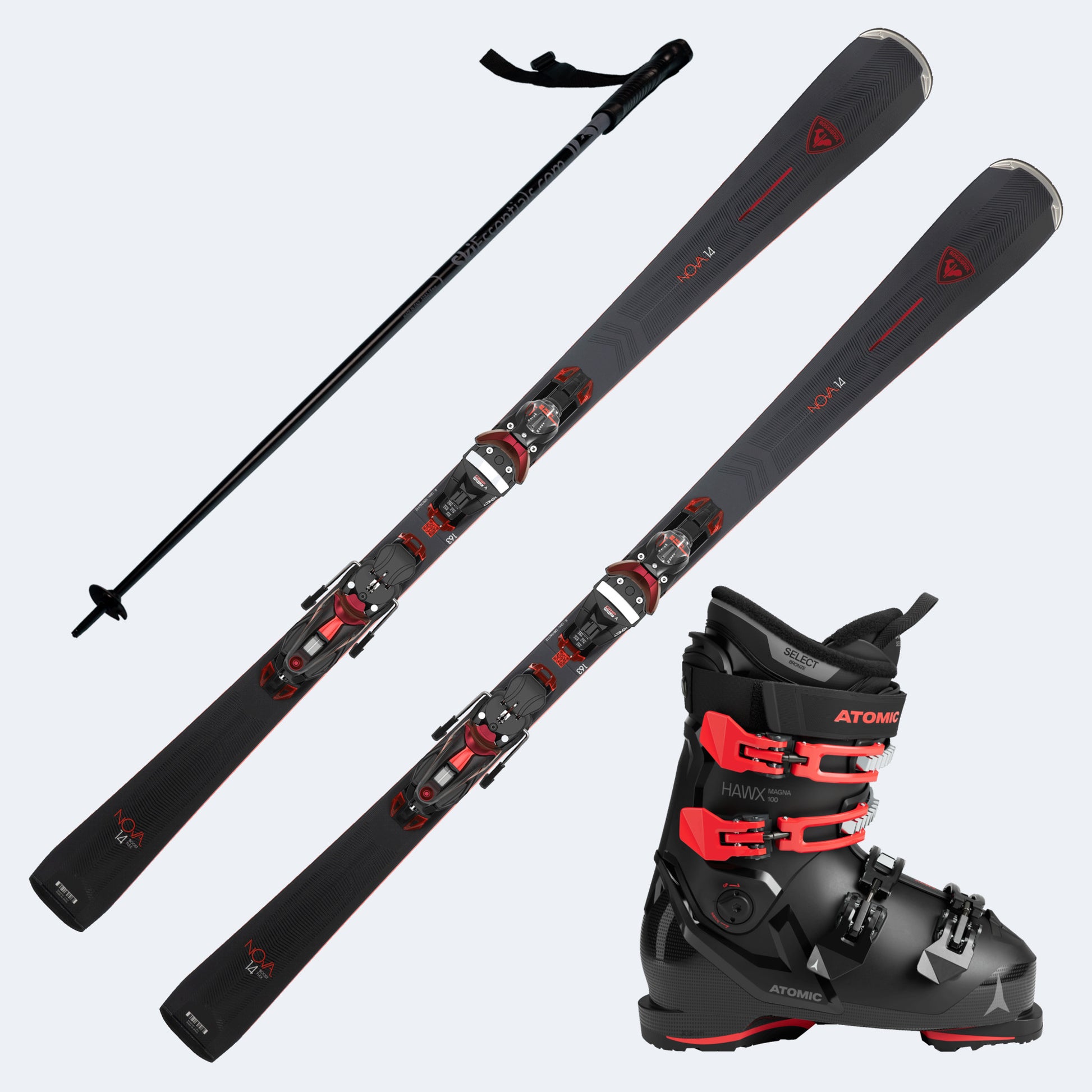 2026 Rossignol Nova 14 Women's Skis with Atomic Hawx Magna 100 Boots and Poles