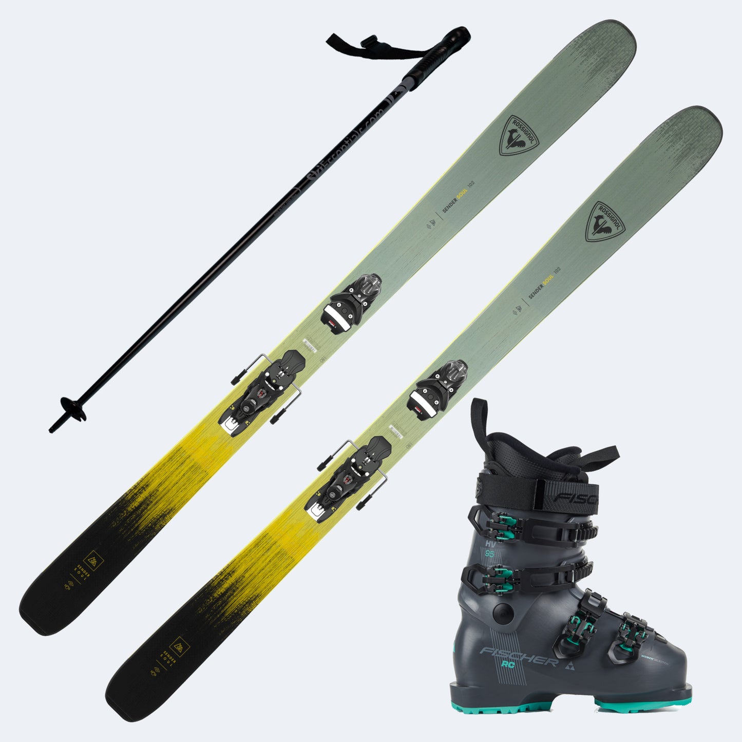 2026 Rossignol Sender Soul 102 Skis with Fischer RC 95W Boots and Poles
