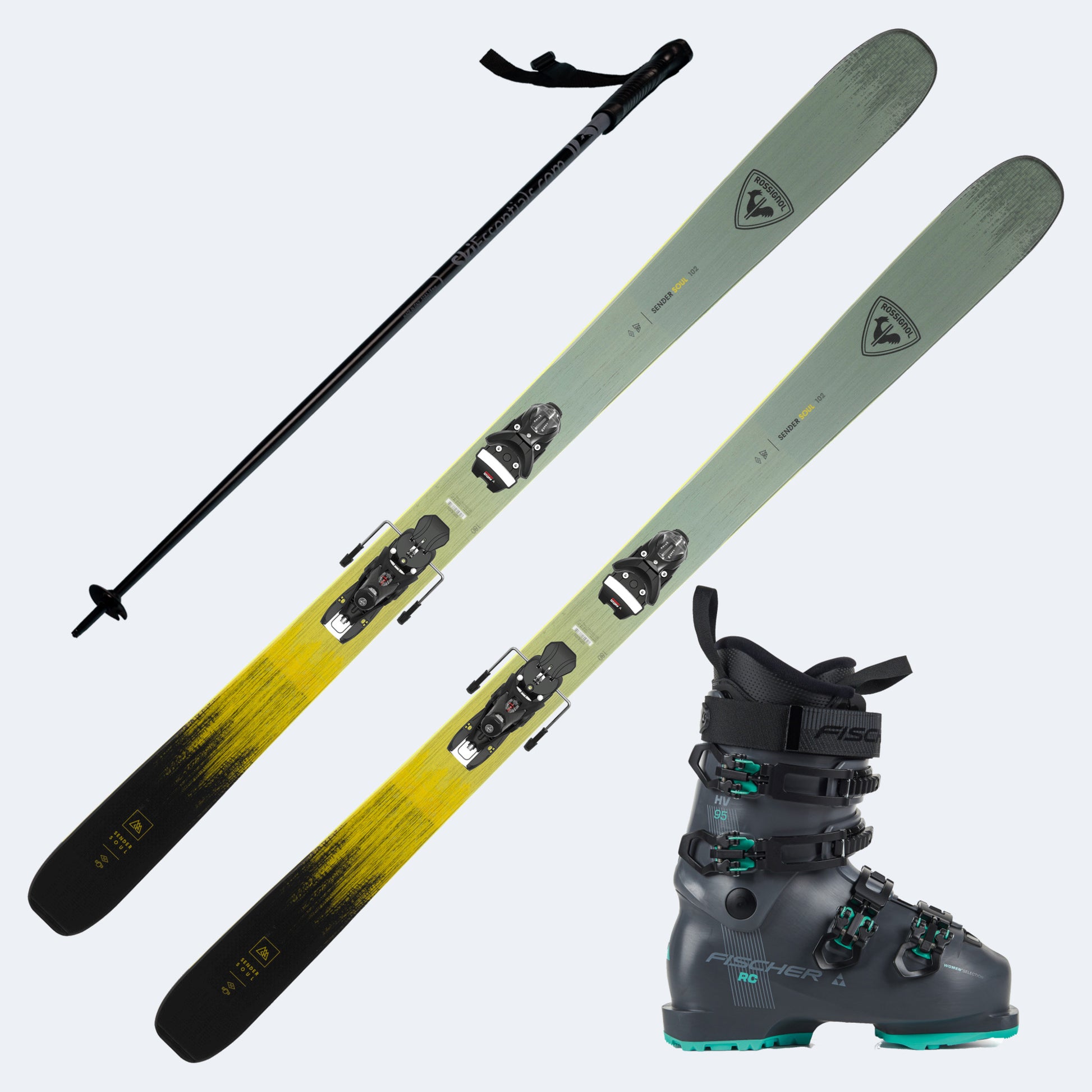 2026 Rossignol Sender Soul 102 Skis with Fischer RC 95W Boots and Poles
