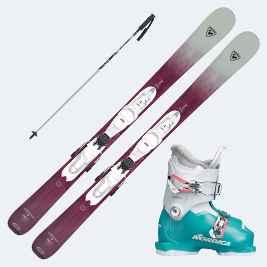 2025 Rossignol Experience Pro Pink Junior Skis with  SpeedMachine J Boots and Poles