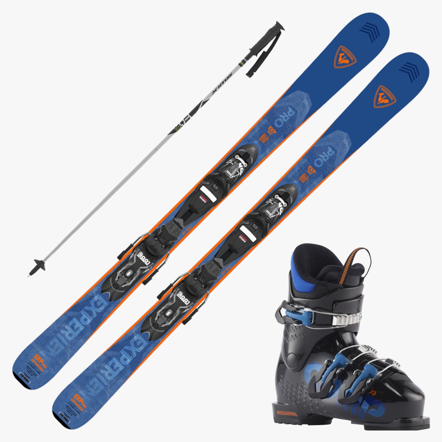 2025 Rossignol Experience Pro Junior Blue Ski w/ Boots and Poles