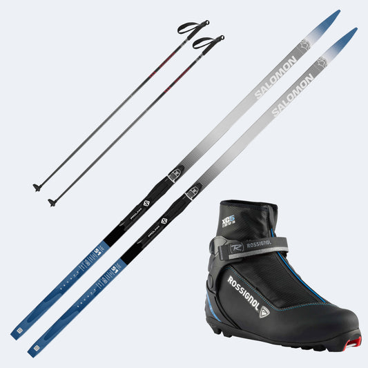 2025 Salomon Escape 51 Plus Skis with Rossignol XC 5 Boots and Poles