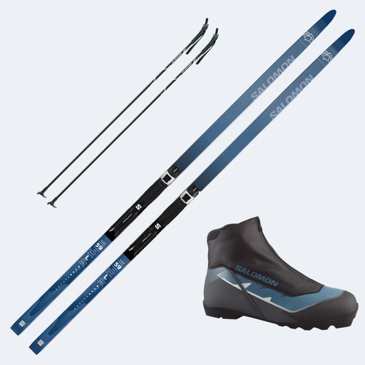 2025 Salomon Escape Snow 59 Posigrip Skis with Salomon Escape Prolink Boots and Poles