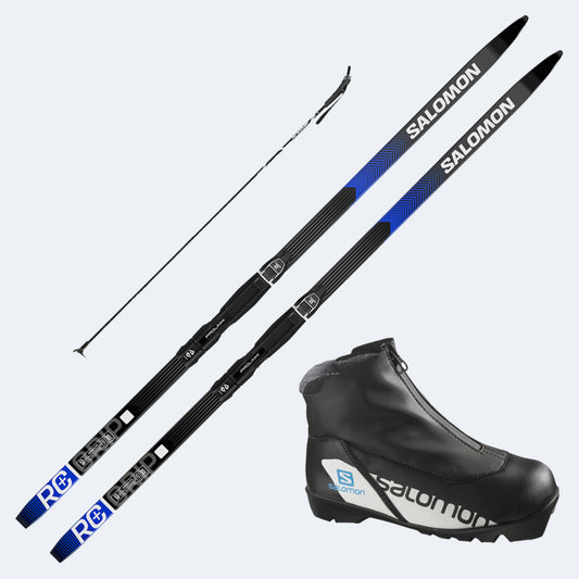 2025 Salomon RC+ Grip Junior Skis with Salomon RC Nocturne Prolink Boots and Poles
