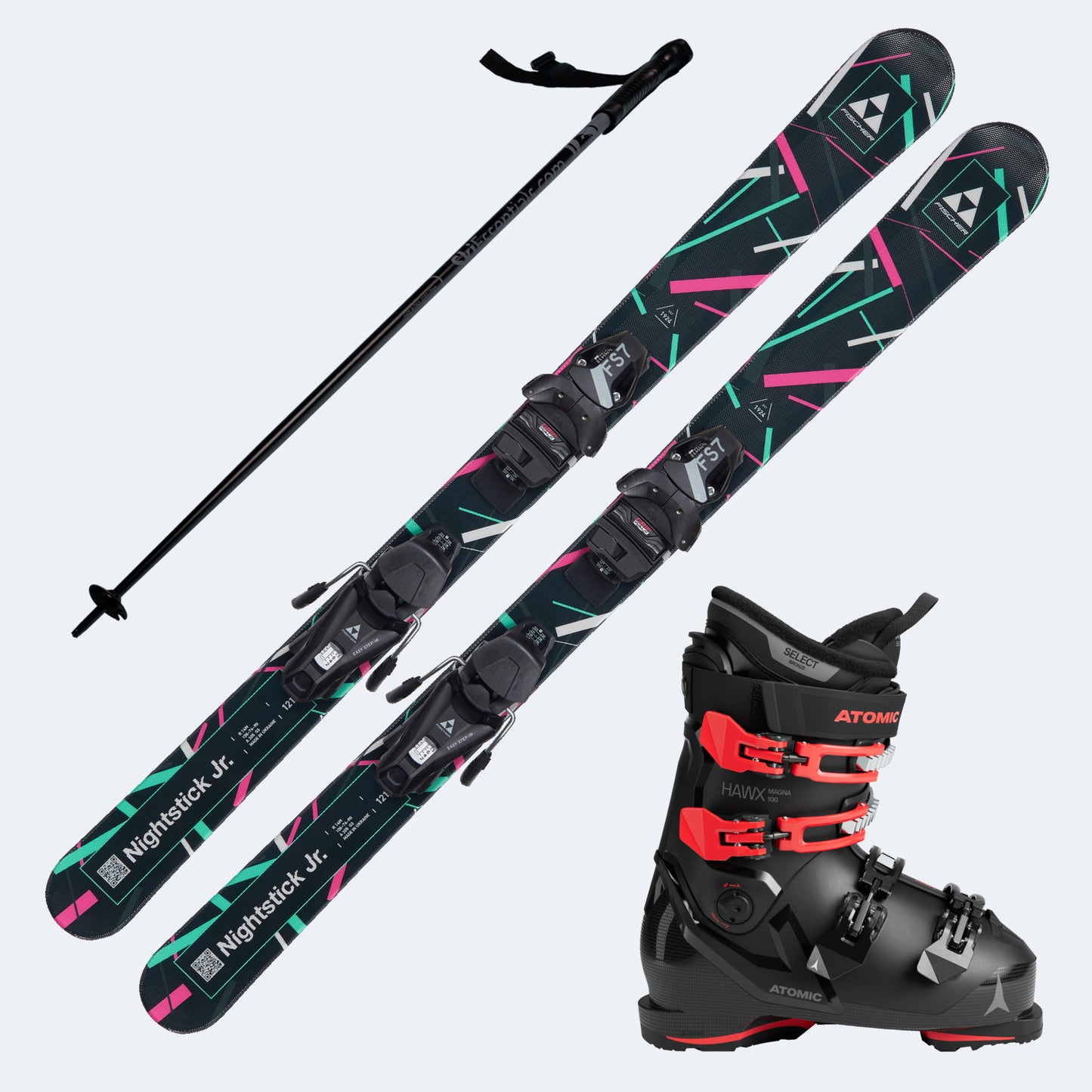 2026 Fischer Nightstick Skis with Atomic Hawx Magna 100 Boots and Poles