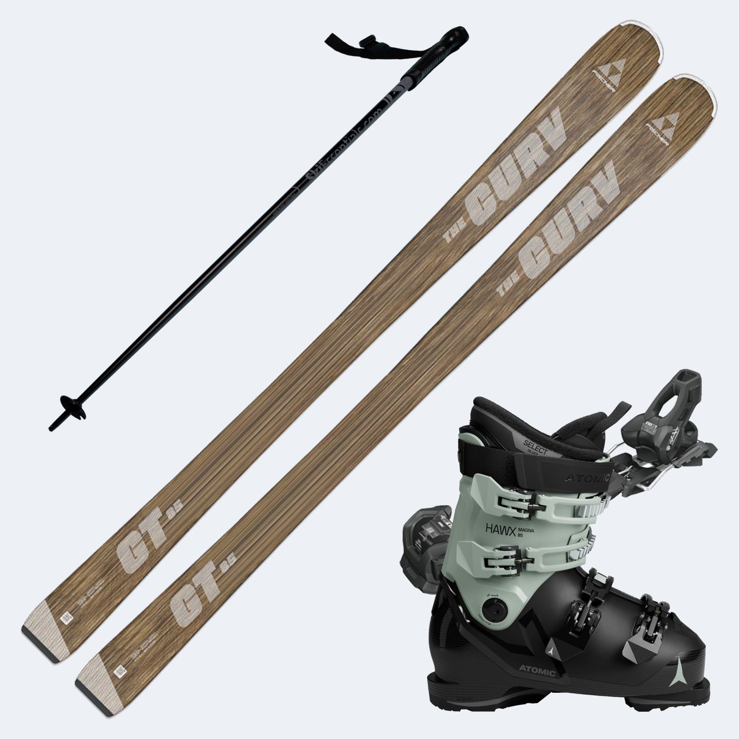2026 Fischer The Curv GT 85 Redefine Skis with Atomic Hawx Magna 85 W Boots and Poles