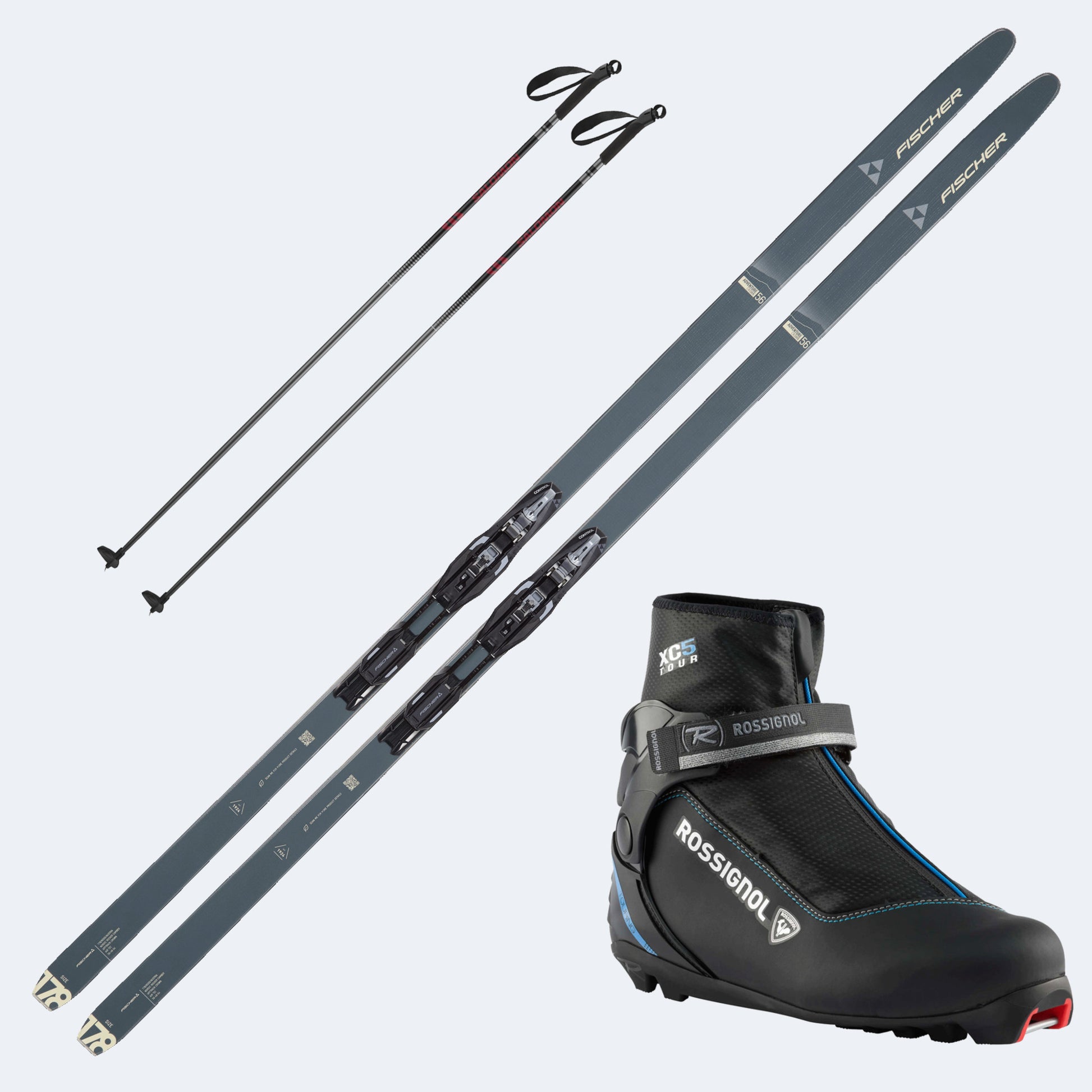 2026 Fischer Adventure 56 Crown Skis with Rossignol XC 5 Boots and Poles