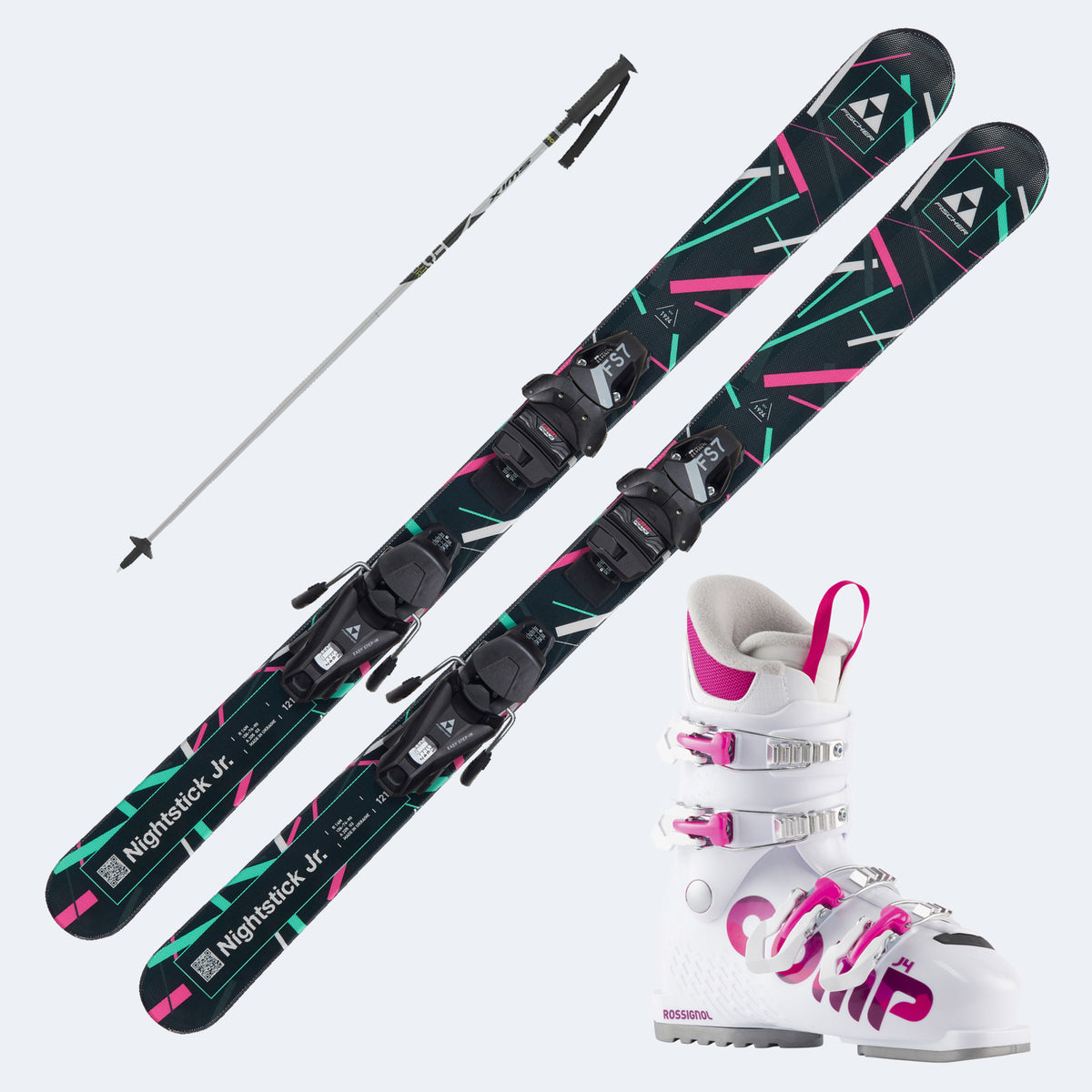 2026 Fischer Nightstick Skis with  Comp J Boots and Poles
