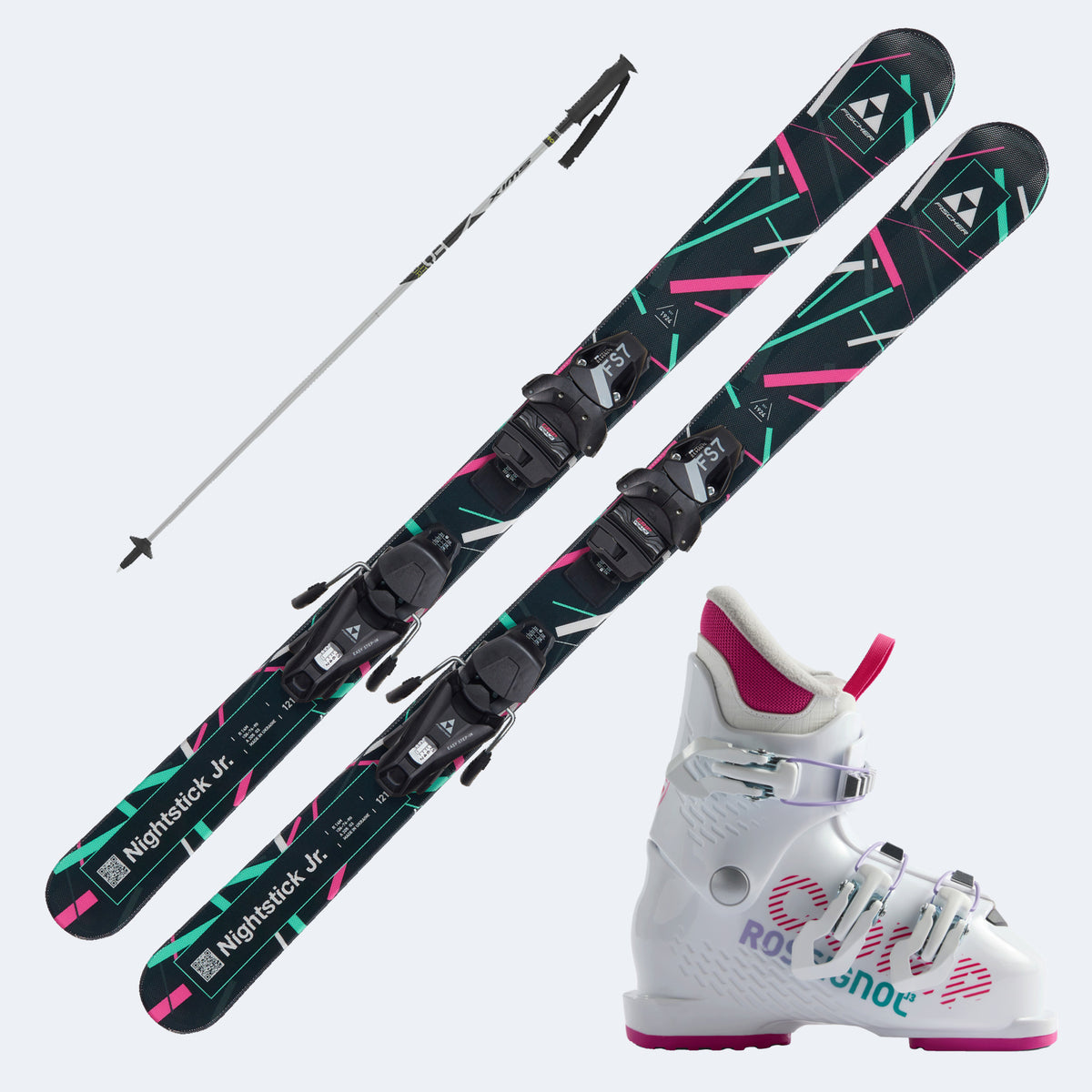 2026 Fischer Nightstick Skis with  Comp J Boots and Poles