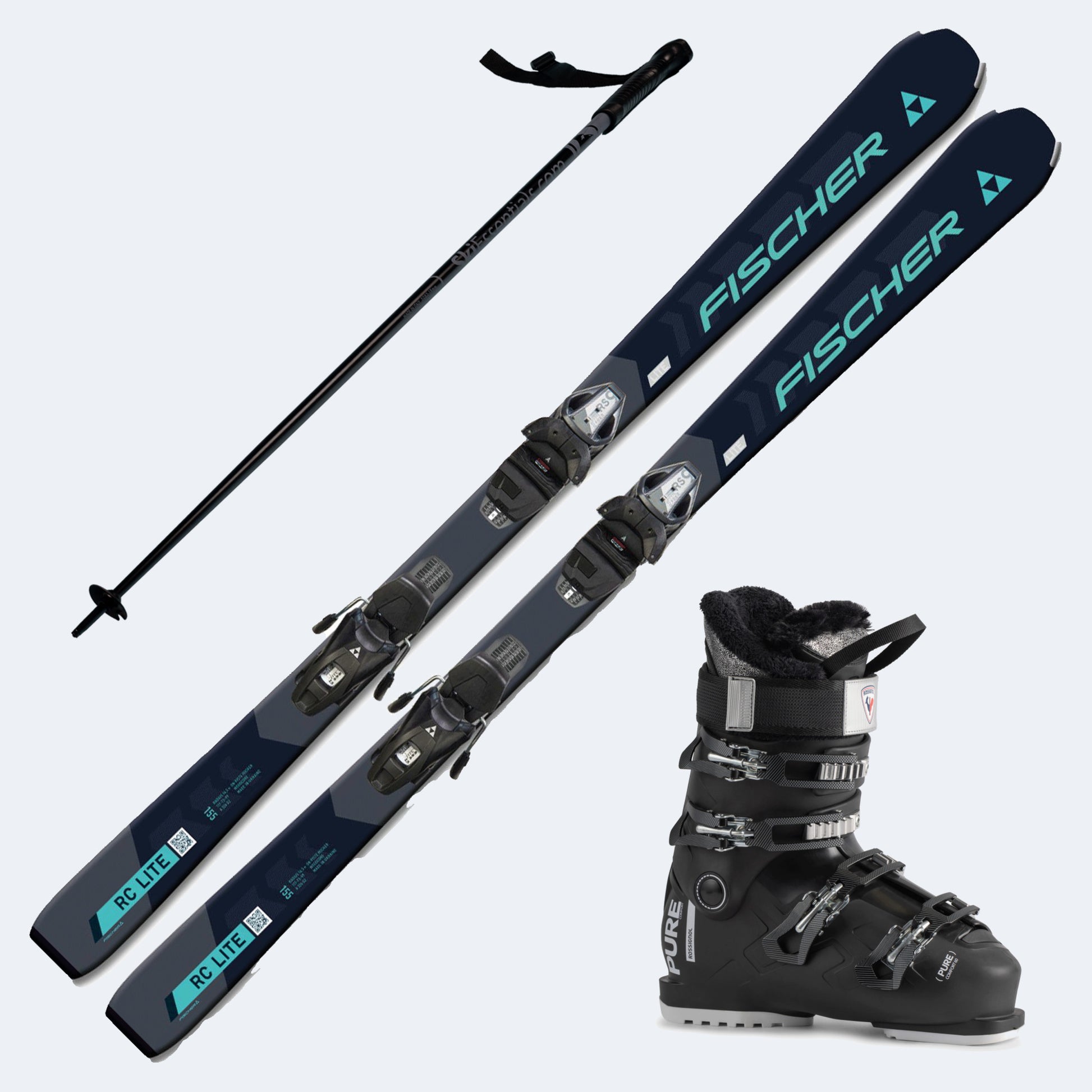 2026 Fischer RC Lite Skis with Rossignol Pure Comfort 60 Boots and Poles