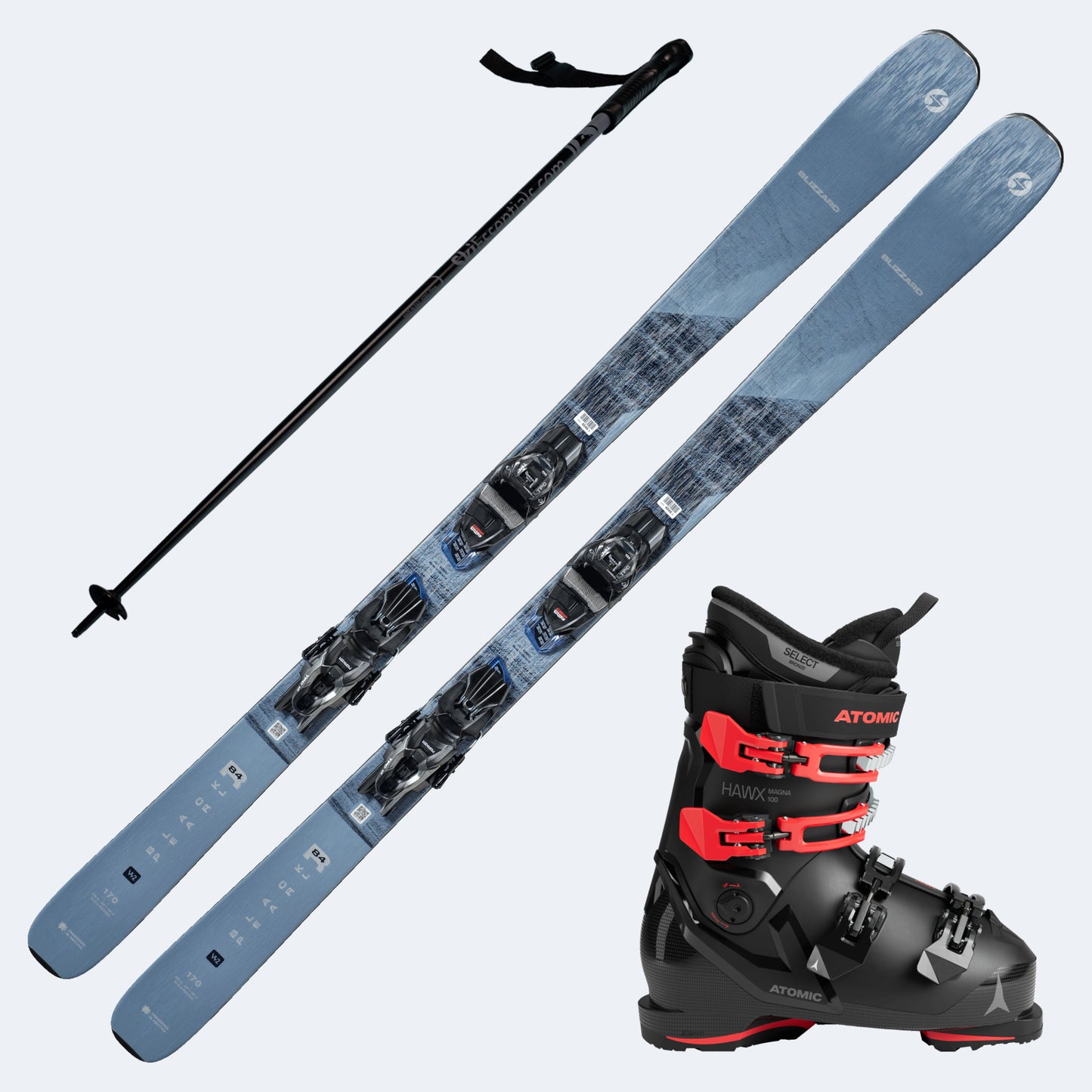 2026 Blizzard Black Pearl 84R Women's Skis with Atomic Hawx Magna 100 Boots and Poles