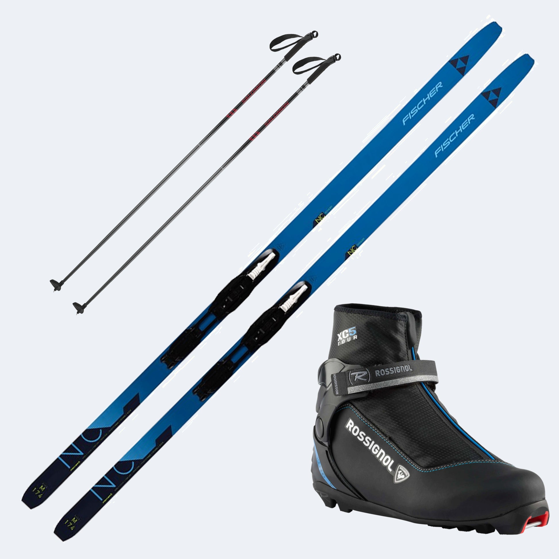 2026 Fischer Voyager MTD Skis with Rossignol XC 5 Boots and Poles