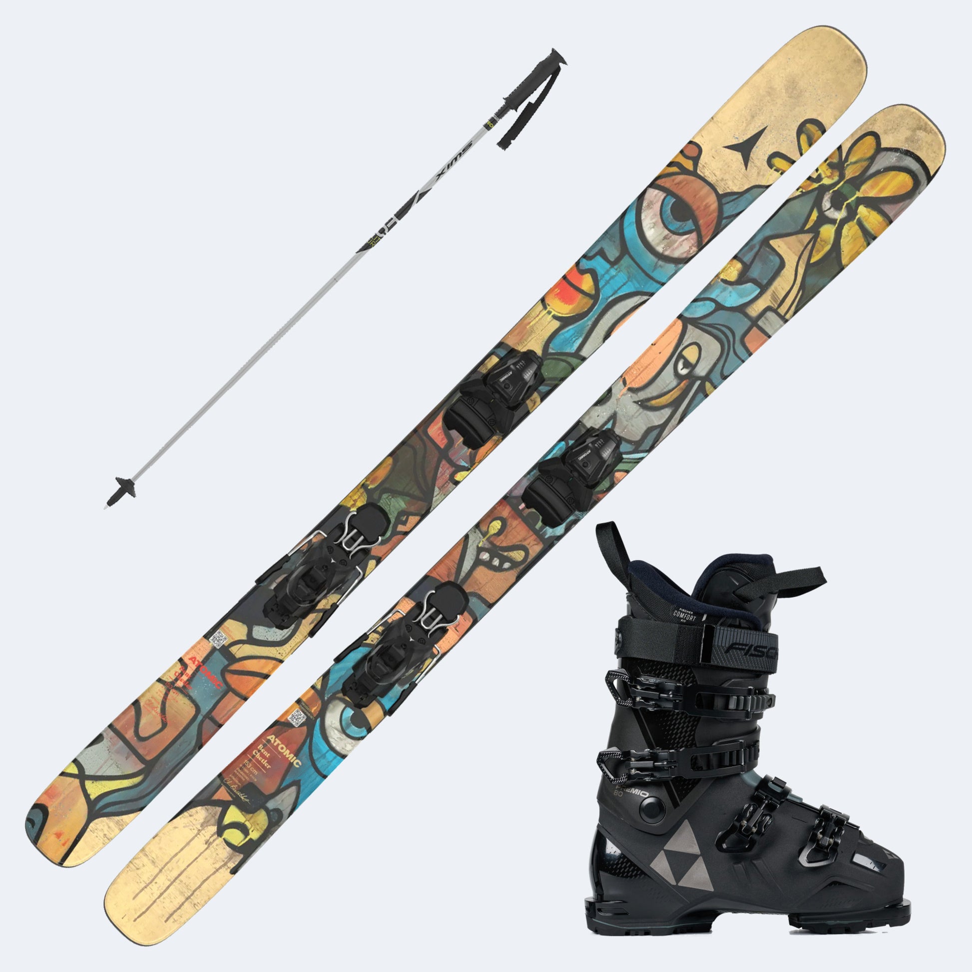 2026 Atomic Bent Chetler Mini Junior Skis with Fischer Premio 80 HV Boots and Poles