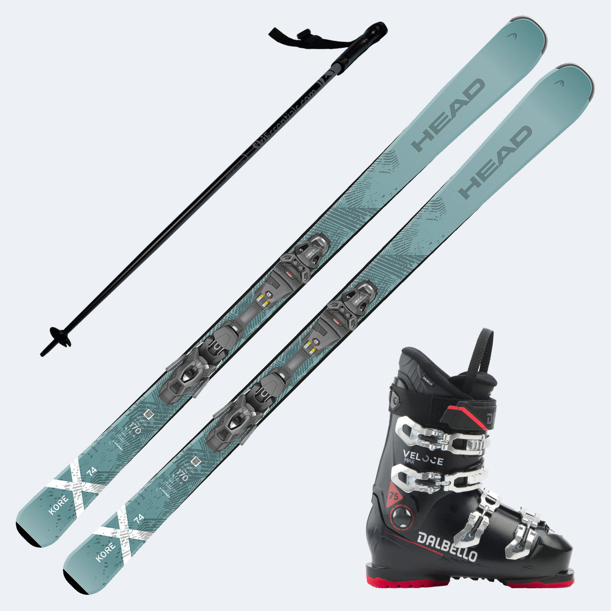 2026 Head Kore X 74 Skis with Dalbello Veloce Max 75 Boots and Poles