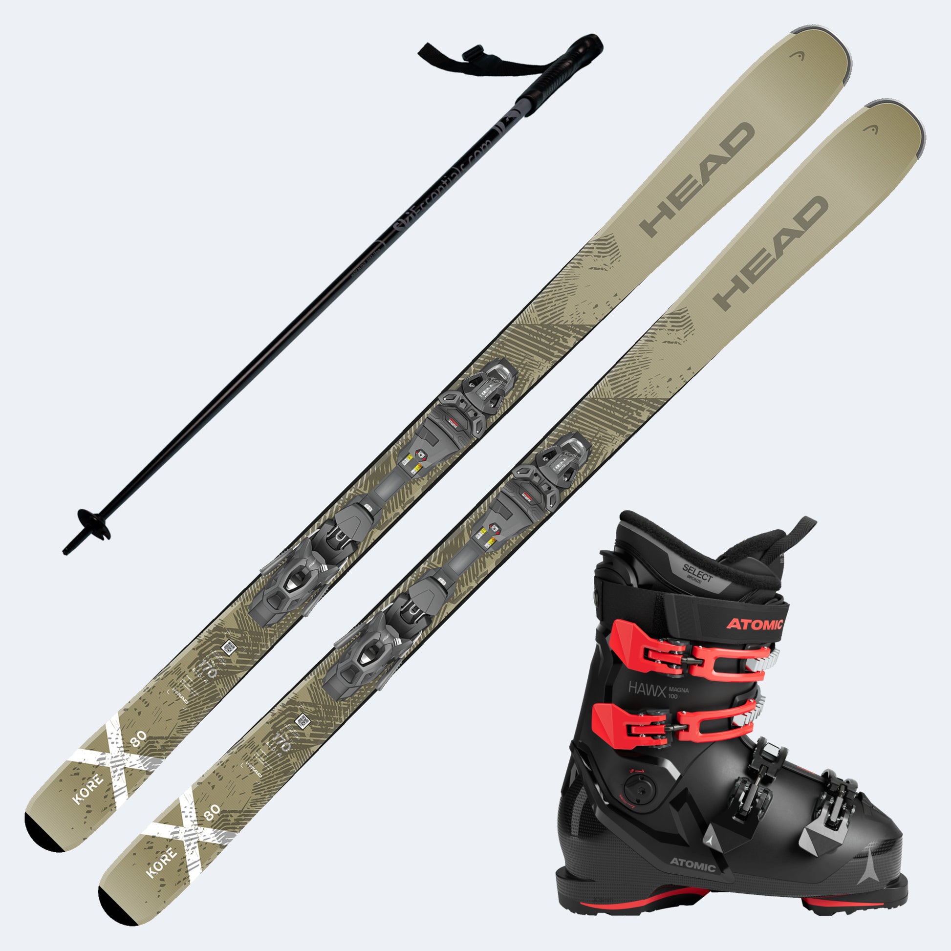 2026 Head Kore X 80 Skis with Atomic Hawx Magna 100 Boots and Poles