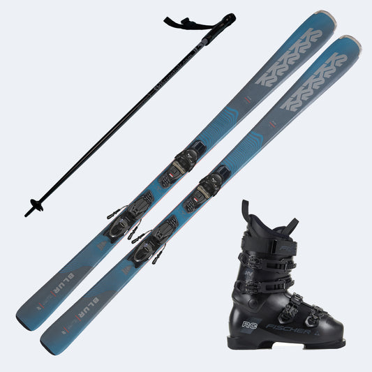 2026 K2 Blur 76 Skis with Fischer RC 90 Boots and Poles